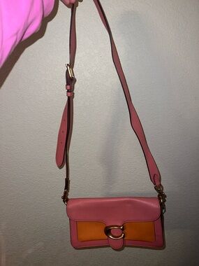 Coach Pink & Orange Leather Crossbody Shoulder Bag